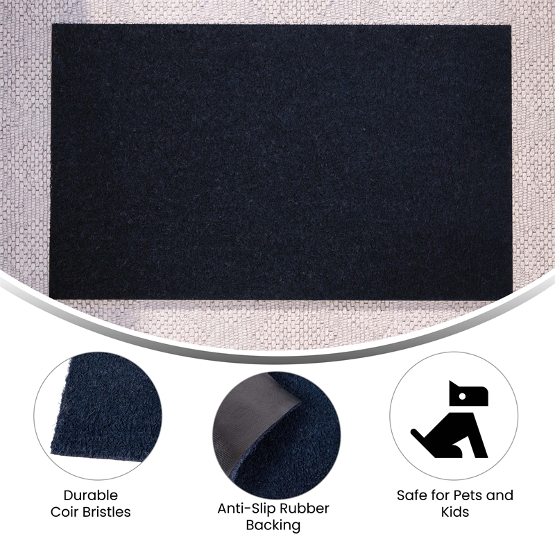 Flash Furniture Harbold Coir Wood Fiber Entryway Doormat in Navy