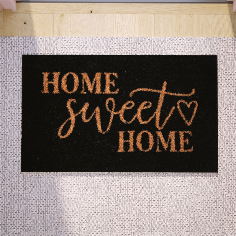 Flash Furniture Harbold Coir Wood Fiber Doormat in Black/Natural