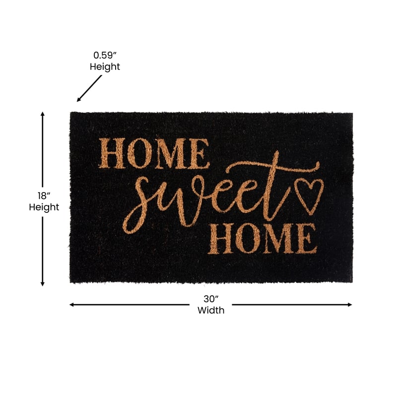 Flash Furniture Harbold Coir Wood Fiber Doormat in Black/Natural