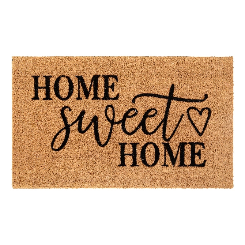 Flash Furniture 18 x 30 Harbold Indoor & Outdoor Coir Doormat with Natural Home Sweet Home Message & Non-Slip Backing Black