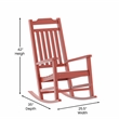 Flash Furniture Winston All-Weather Plastic Patio Rocking Chair in Red