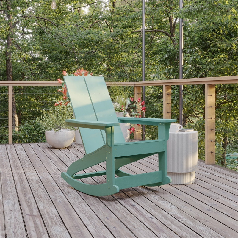 Flash Furniture Sea Foam Poly Resin Adirondack Rocking Chair