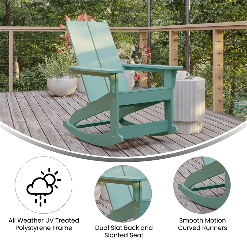 Flash Furniture Sea Foam Poly Resin Adirondack Rocking Chair