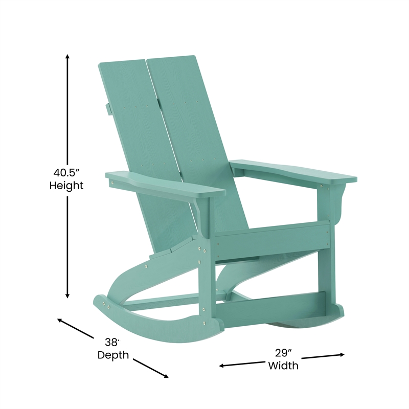 Flash Furniture Sea Foam Poly Resin Adirondack Rocking Chair