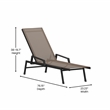 Flash Furniture Brazos Metal Chaise Lounge Chair with Arms in Brown/Black
