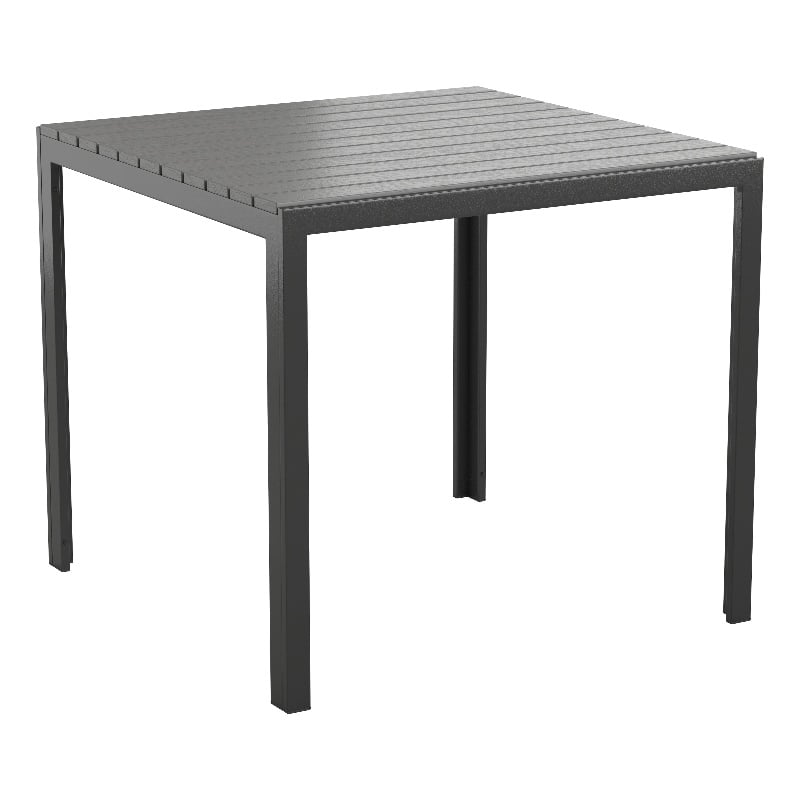 Flash Furniture Harris Metal Patio Table with Poly Resin Slatted Top in Black