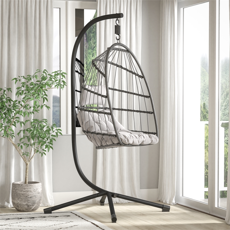 Flash Furniture Harvo Metal Hanging Chair C Stand w/ Included Hardware in Black