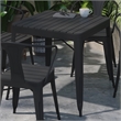Flash Furniture Helvey 5-Piece Top Square Metal Table and Chairs Set in Black