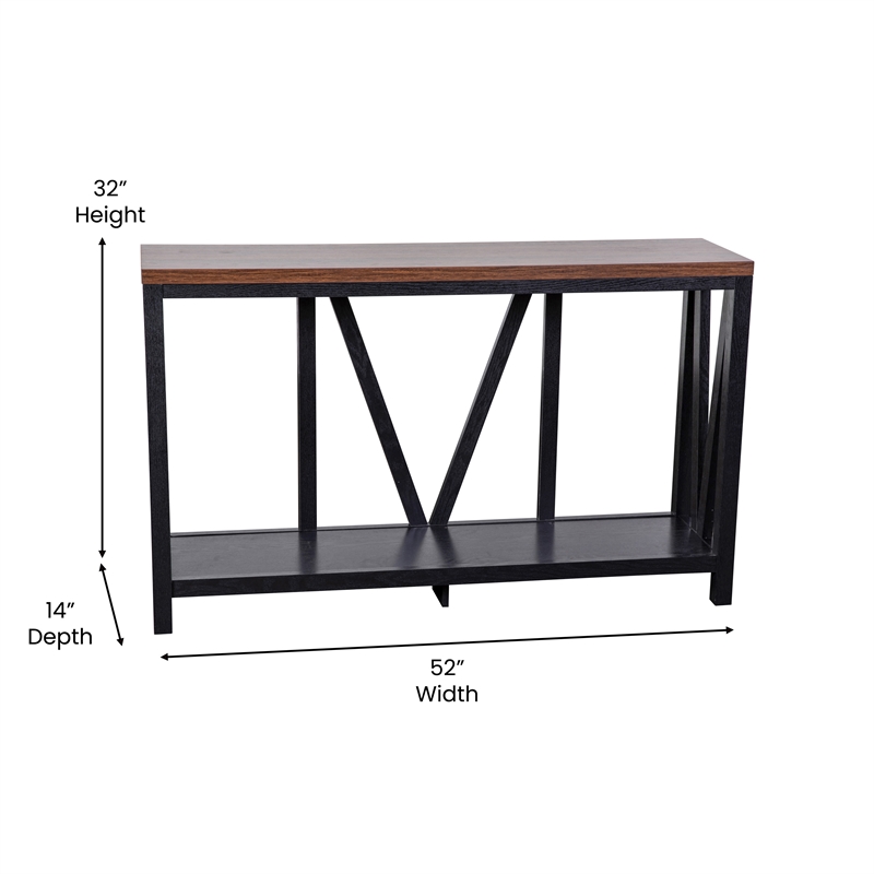 Flash Furniture Charlotte Engineered Wood Entryway Console Table in Black/Walnut