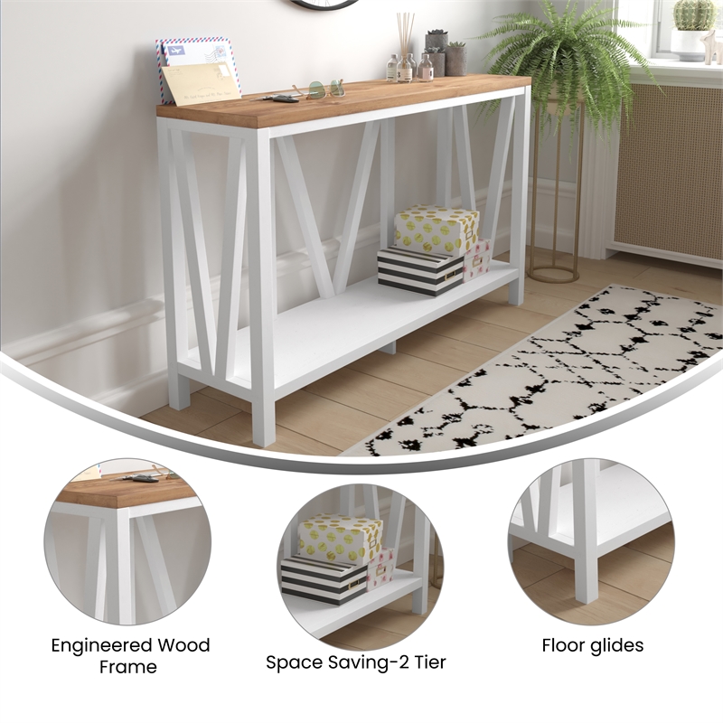 Flash Furniture Charlotte Engineered Wood Console Table in White Wash/Warm Oak