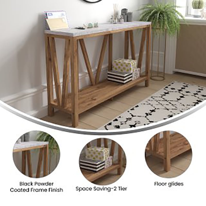 Flash Furniture Charlotte Engineered Wood Console Table in Warm Oak/Concrete