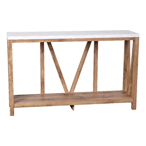 Flash Furniture Charlotte Engineered Wood Console Table in Warm Oak/Marble