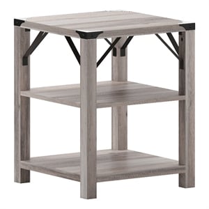 Flash Furniture Wyatt 3-Tier Engineered Wood Side Table in Gray Wash