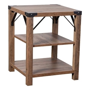 Flash Furniture Wyatt 3-Tier Engineered Wood Side Table in Rustic Oak