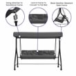 Flash Furniture Tellis 3-Seat Metal Patio Swing & Bed Canopy Hammock in Gray