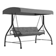 Flash Furniture Tellis 3-Seat Metal Patio Swing & Bed Canopy Hammock in Gray