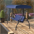 Flash Furniture Tellis 3-Seat Metal Patio Swing & Bed Canopy Hammock in Navy