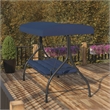 Flash Furniture Tellis 3-Seat Metal Patio Swing & Bed Canopy Hammock in Navy