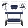 Flash Furniture Tellis 3-Seat Metal Patio Swing & Bed Canopy Hammock in Navy