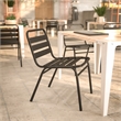 Flash Furniture Lila Triple Slat Back Aluminum Restaurant Stack Chair in Black