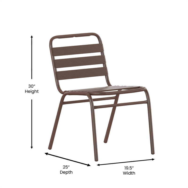 Flash Furniture Lila Triple Slat Back Aluminum Restaurant Stack Chair in Bronze