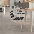 Flash Furniture Lila Metal Stack Chair with Triple Slat Faux Teak Back in Black