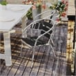 Flash Furniture Lila Metal Stack Chair with Triple Slat Faux Teak Back in Black