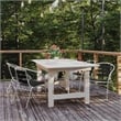 Flash Furniture Lila Metal Stack Chair with Triple Slat Faux Teak Back in Black