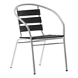 Flash Furniture Lila Metal Stack Chair with Triple Slat Faux Teak Back in Black