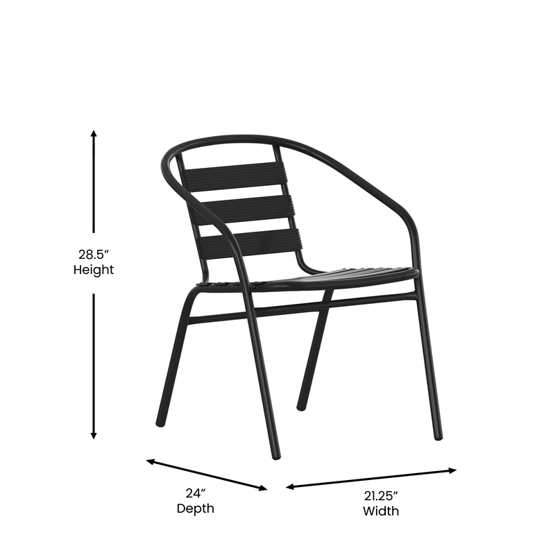 Flash Furniture Lila Aluminum Restaurant Stack Chair in Black