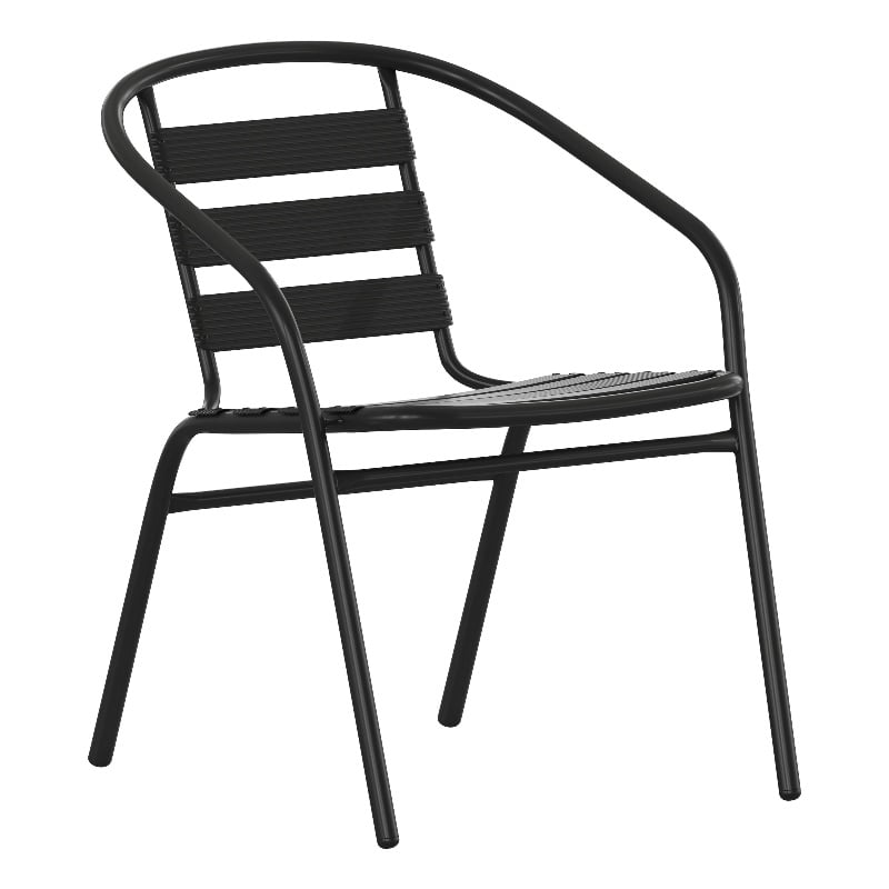Flash Furniture Lila Aluminum Restaurant Stack Chair in Black