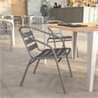 Flash Furniture Lila Aluminum Restaurant Stack Chair in Silver