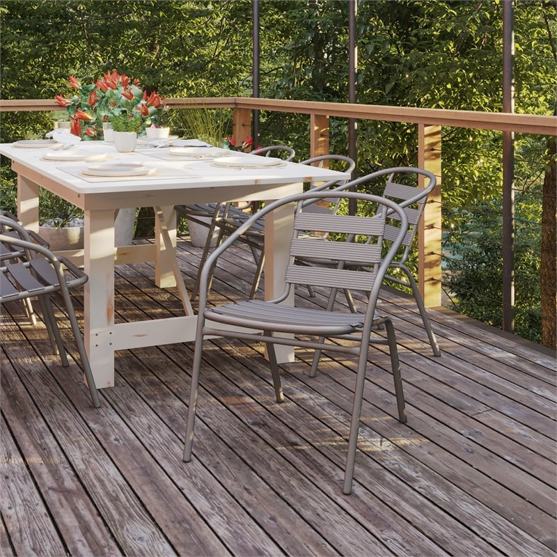 Flash Furniture Lila Aluminum Restaurant Stack Chair in Silver