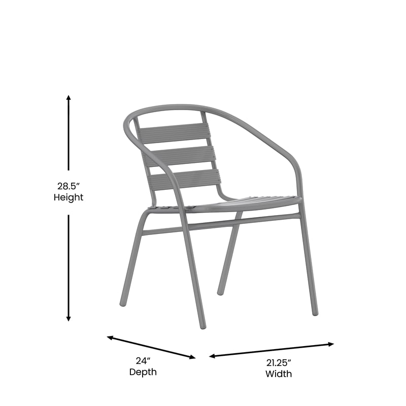 Flash Furniture Lila Aluminum Restaurant Stack Chair in Silver