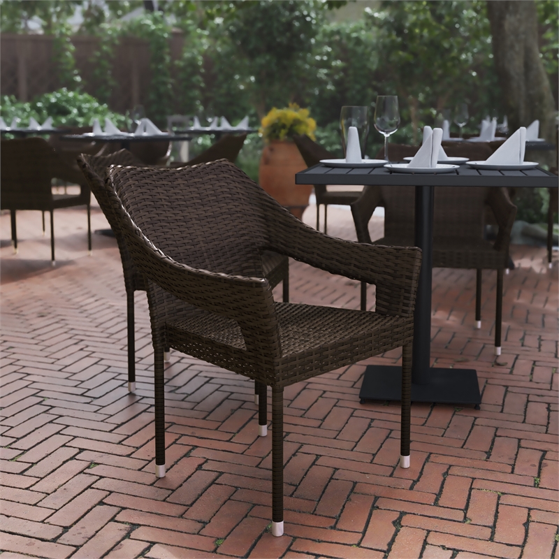 Flash Furniture Ethan All Weather Modern Rattan Patio Chairs in Espresso