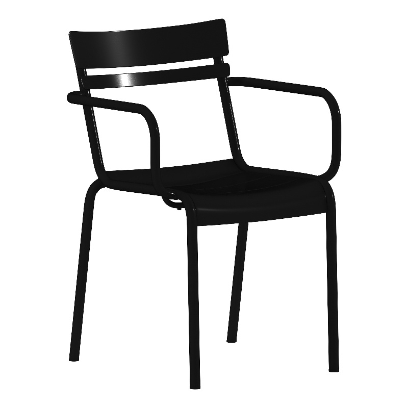 Flash Furniture Nash 2-Slat Indoor/Outdoor Modern Metal Chair in Black