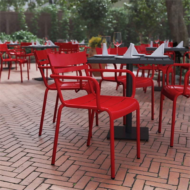 Flash Furniture Nash 2-Slat Indoor/Outdoor Modern Metal Chair in Red