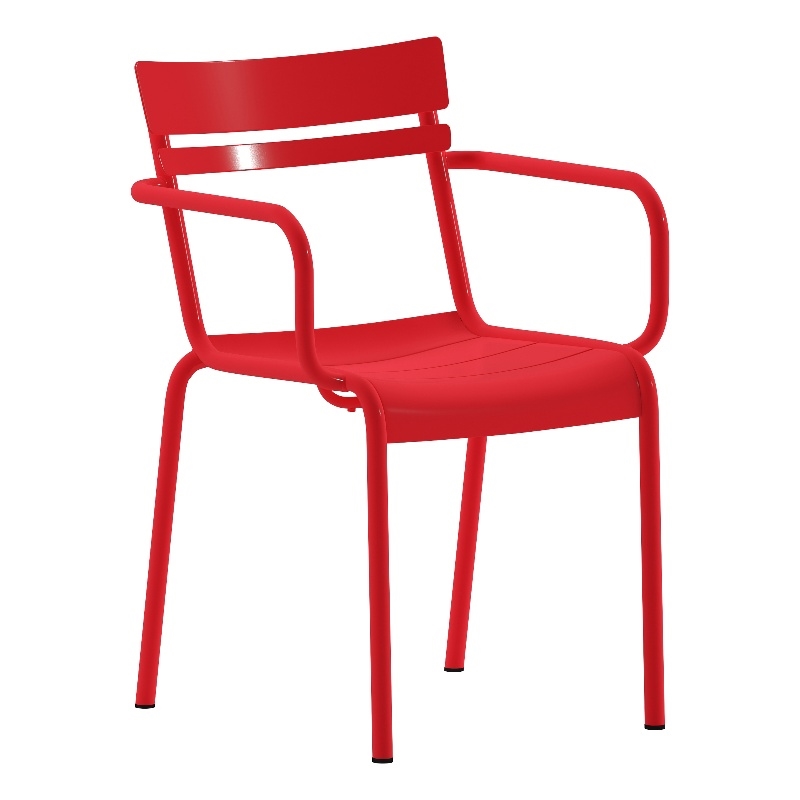 Flash Furniture Nash 2-Slat Indoor/Outdoor Modern Metal Chair in Red