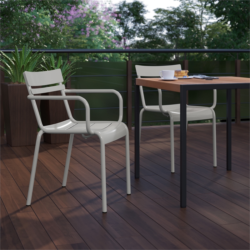 Flash Furniture Nash 2-Slat Indoor/Outdoor Modern Metal Chair in Silver