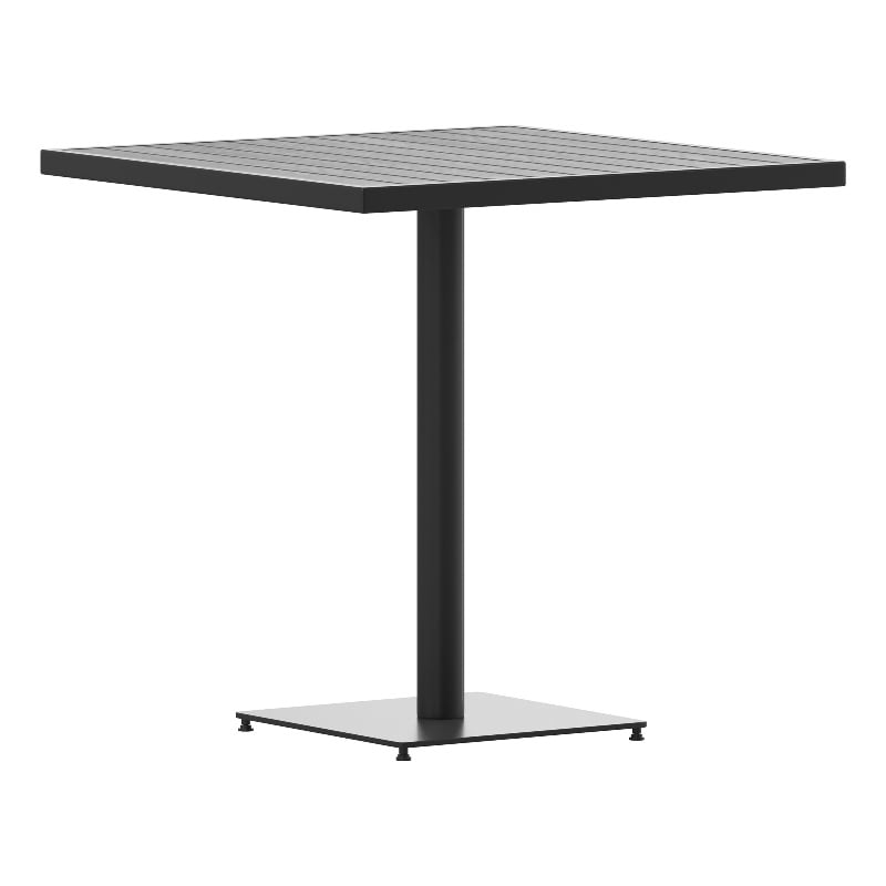 Flash Furniture Lark Square Metal Patio Dining Table with Poly Slats in Gray