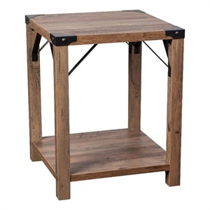 Flash Furniture Wyatt 2-Tier Engineered Wood Side Table in Rustic Oak