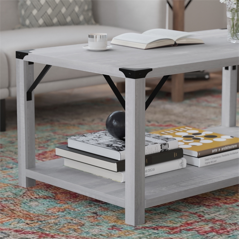 Flash Furniture Wyatt 2-Tier Engineered Wood Coffee Table in Aspen Gray