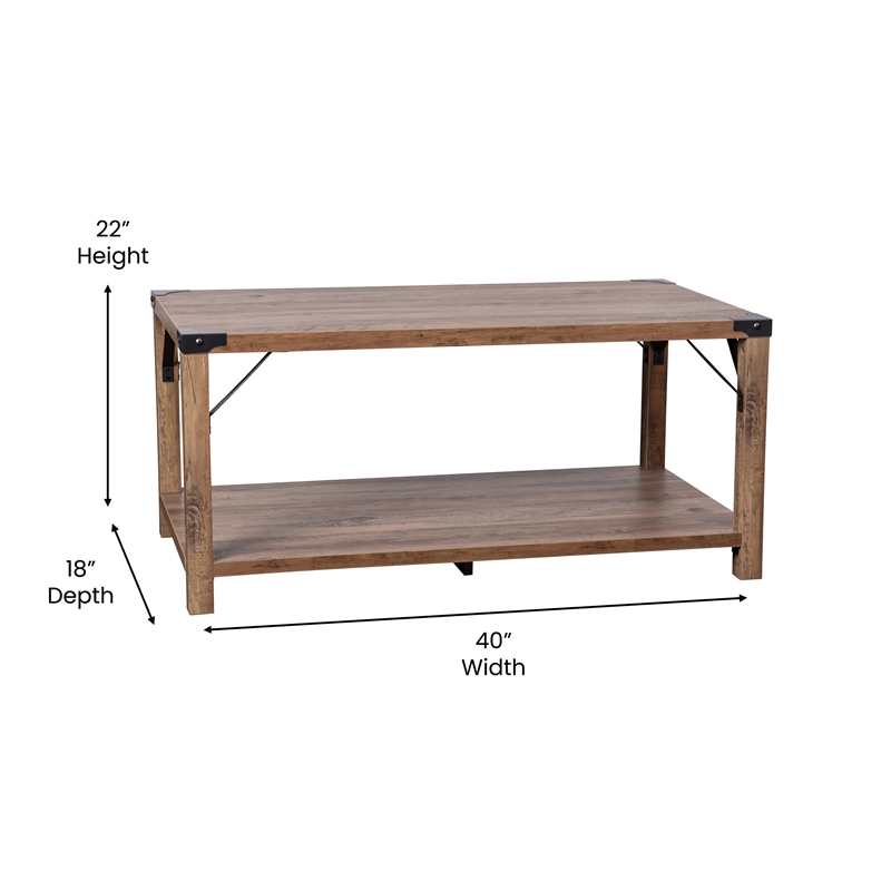 Flash Furniture Wyatt 2-Tier Engineered Wood Coffee Table in Rustic Oak