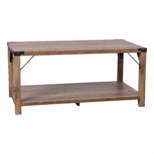 Flash Furniture Wyatt 2-Tier Engineered Wood Coffee Table in Rustic Oak