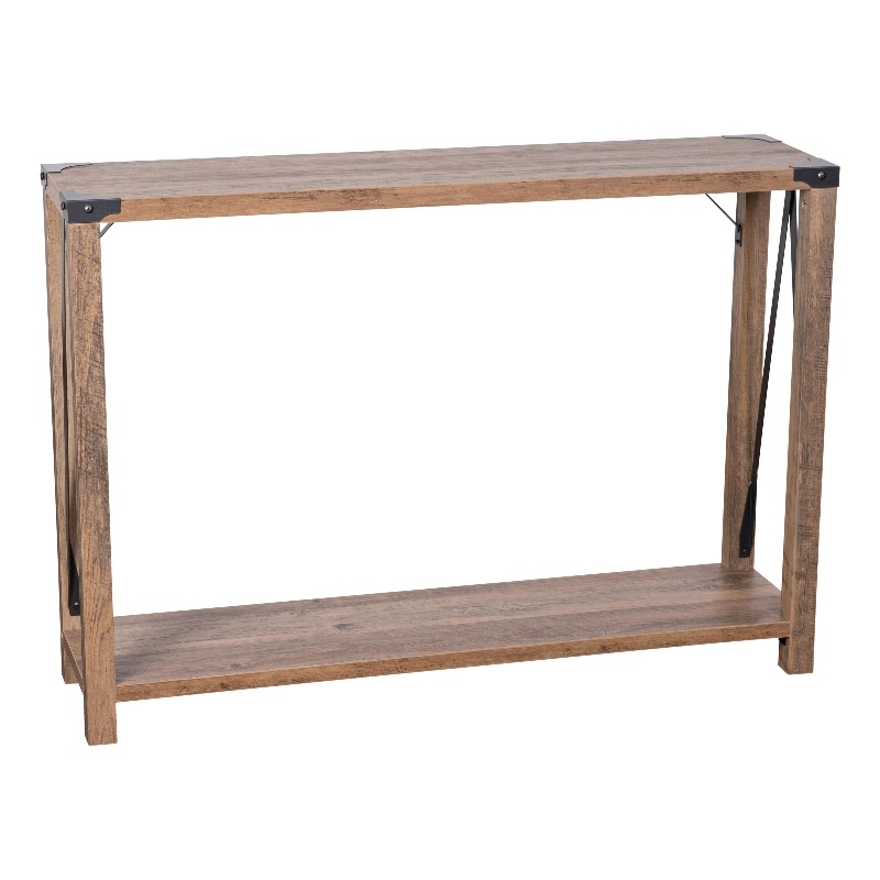 Flash Furniture Wyatt 2-Tier Engineered Wood Console Table in Rustic Oak