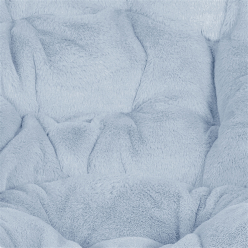 Folding XL Faux Fur Saucer Chair with Ottoman - Dusty Aqua/Soft Gold