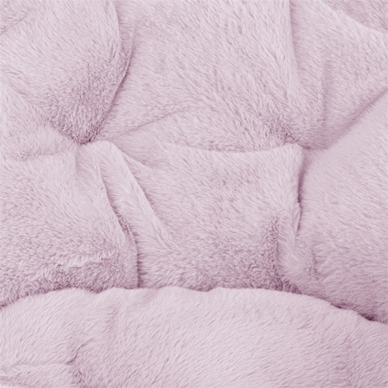 Folding XL Faux Fur Saucer Chair with Ottoman - Dusty Purple/Soft Gold