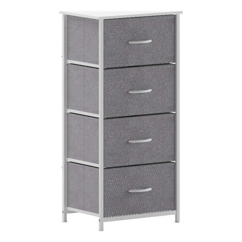 Flash Furniture 4 Drawer Dresser in White Wood Top/Gray