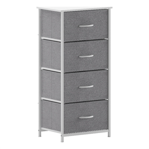 Flash Furniture 4 Drawer Dresser in White Wood Top/Gray