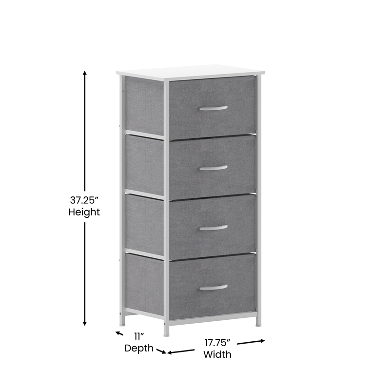 Flash Furniture 4 Drawer Dresser in White Wood Top/Gray